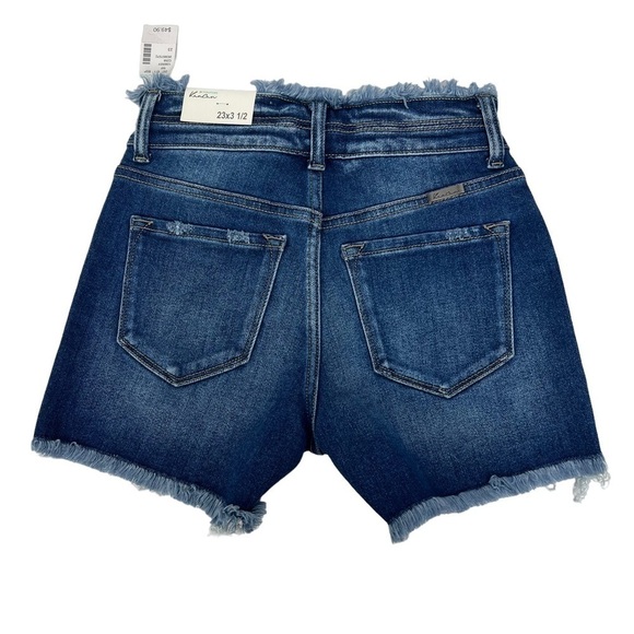 NWT KanCan Women’s High-Rise Blue Jean Shorts Sz 23 (0) Frayed Hems & Waist - Picture 2 of 11